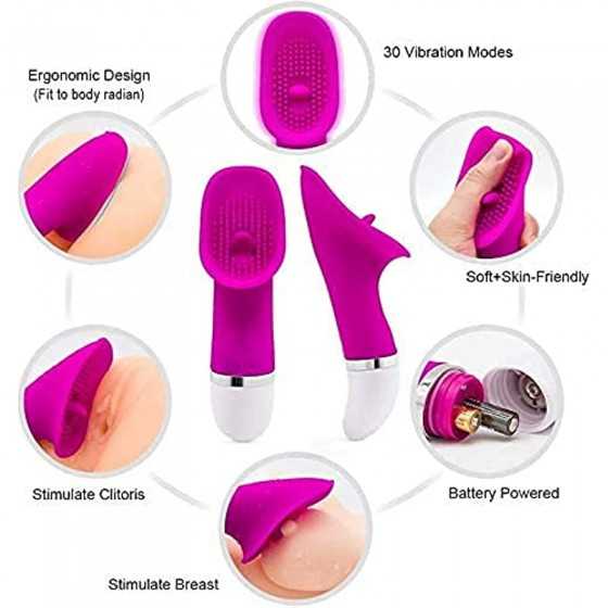 2 in 1 Clit Licking Vibrator G-Spot Dildo Massager, Clit Vibrator Rose Toy for Women with 10 Tongue Licking Vibration Modes G-Sp