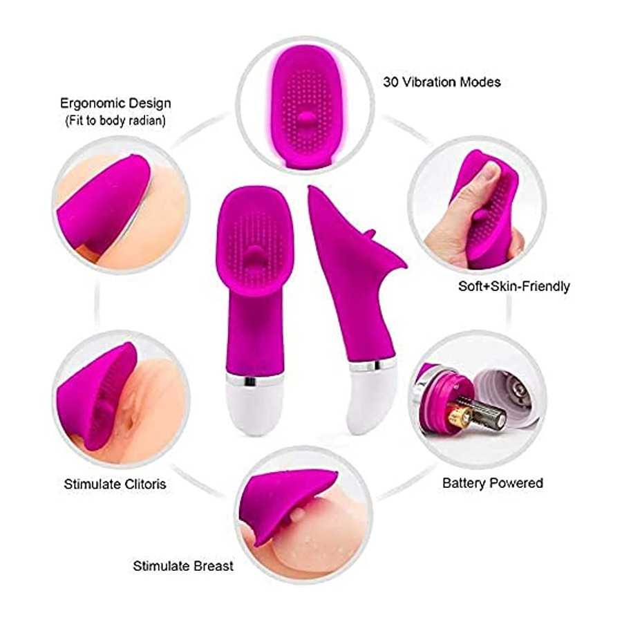 2 in 1 Clit Licking Vibrator G-Spot Dildo Massager, Clit Vibrator Rose Toy for Women with 10 Tongue Licking Vibration Modes G-Sp