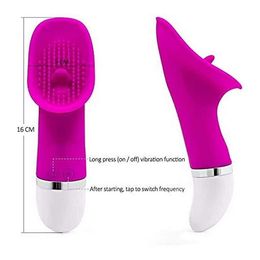 2 in 1 Clit Licking Vibrator G-Spot Dildo Massager, Clit Vibrator Rose Toy for Women with 10 Tongue Licking Vibration Modes G-Sp