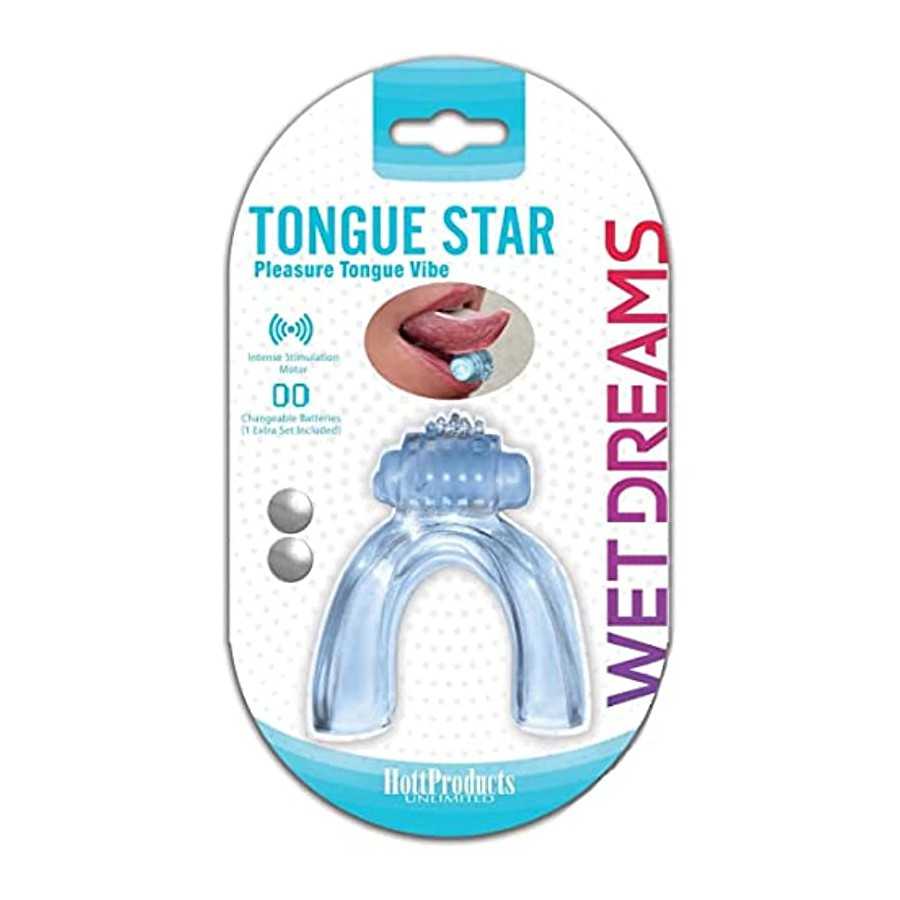 Hott Products Unlimited - Wet Dreams - Tongue Star - Pleasure Tongue Vibe - Oral Stimulator - Blue