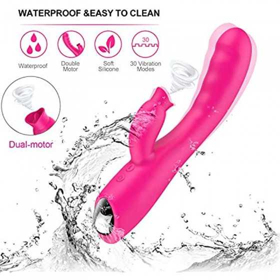 Adult Toy Vibrator Clitoralis Stimulator for Women Waterproof Cordless Sucker Pleasure Sucking Rose Dual Motor Thrusting Silent 