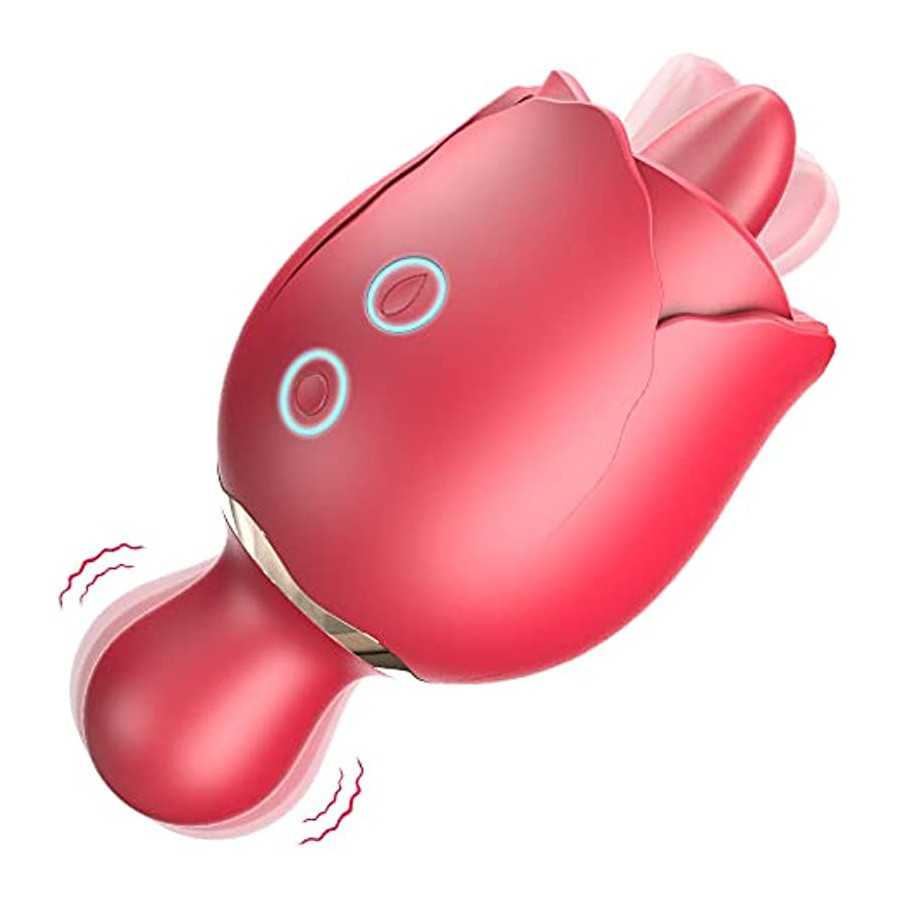 Rose Toy Vibrator for Women,Clitoral Vibrator Tongue Licking Stimulator for Clitoris,9 Vibration Speeds Clit Nipple Anus Massage
