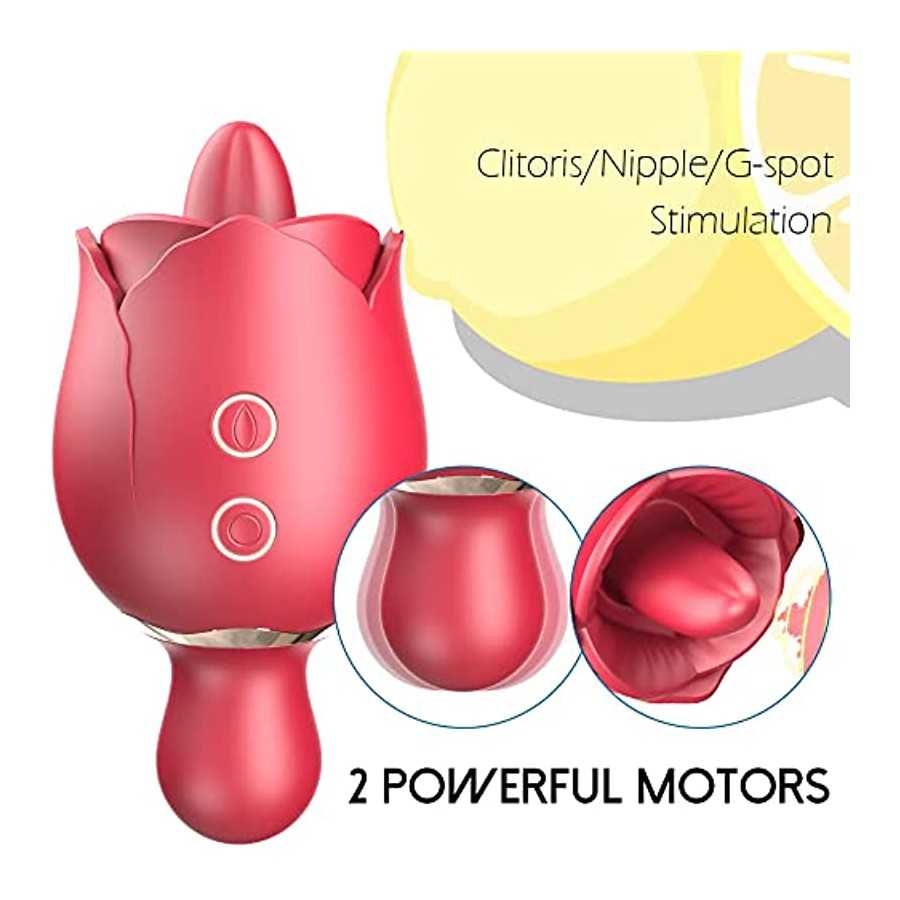 Rose Toy Vibrator for Women,Clitoral Vibrator Tongue Licking Stimulator for Clitoris,9 Vibration Speeds Clit Nipple Anus Massage