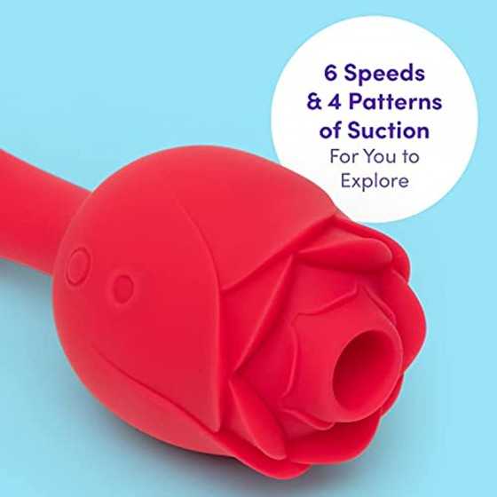 Lovehoney Floral Fantasy 2 in 1 Rose Clitoral Sucking Toy & G-Spot Vibrator – Rose Sex Toy Clit Sucker with 6 Suction Speeds – 5