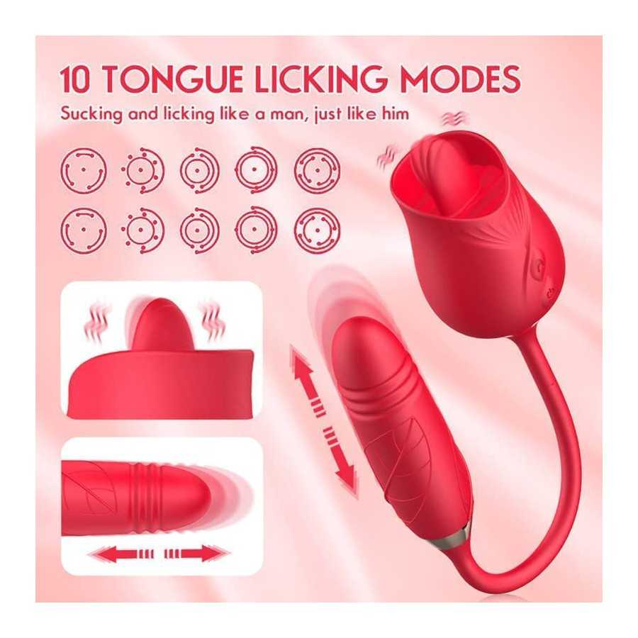 2022 New Rose Sex Toy for Woman Sex Pleasure Toy for Women Sexual Rechargeable Adult Toy for Women Couples, Powerful Tongue Suck
