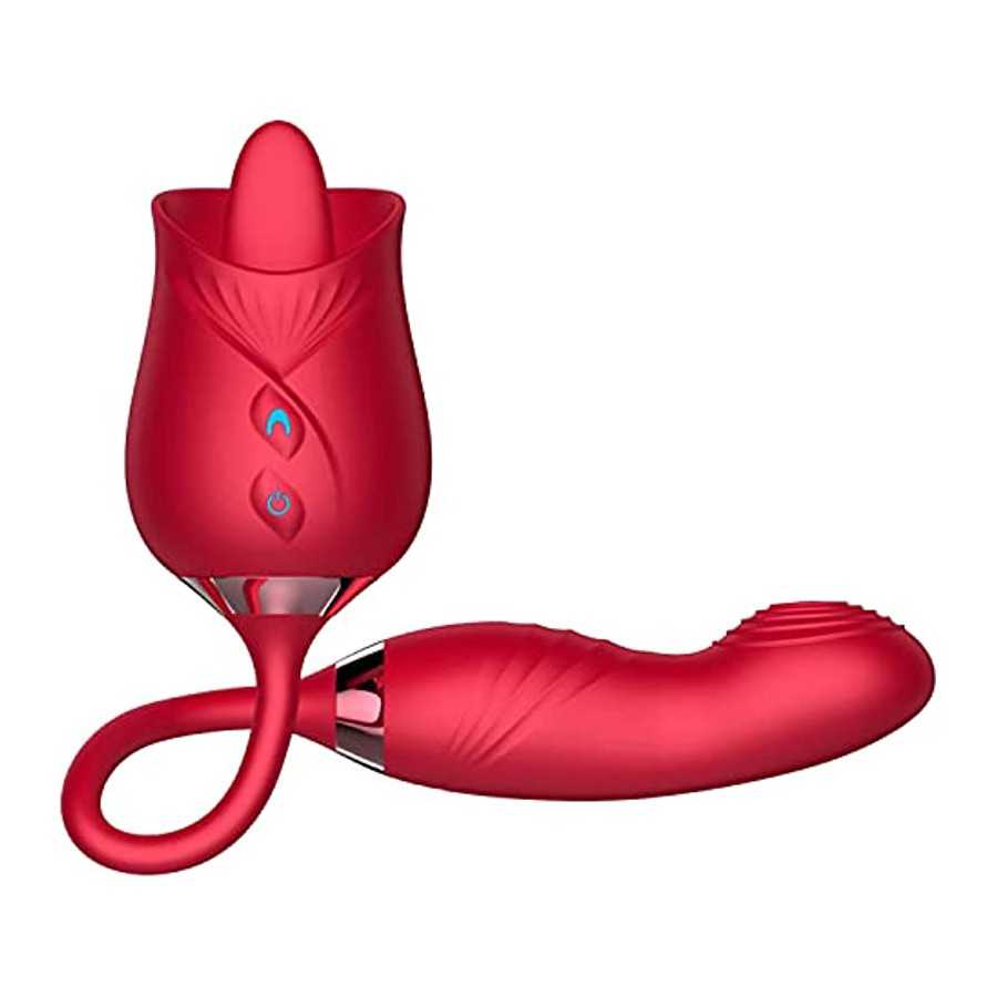 PowerRider Clitoral Stimulator Rose Toy for Woman Dildo Vibrator Rose Sex Stimulator for Women with 4*10 Modes, 4 in 1 Tongue Li
