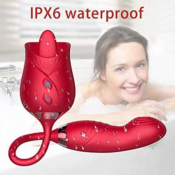 PowerRider Clitoral Stimulator Rose Toy for Woman Dildo Vibrator Rose Sex Stimulator for Women with 4*10 Modes, 4 in 1 Tongue Li