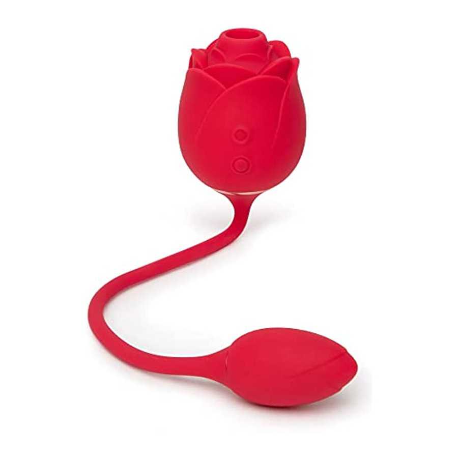 Lovehoney Rose Glow 2 in 1 Rose Clitoral Sucking Toy & Love Egg Vibrator – Rose Sex Toy Clit Suction Stimulator with 6 Suction S