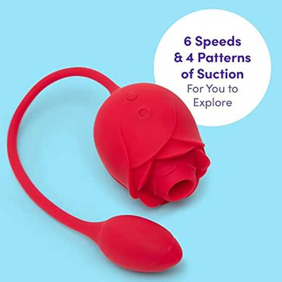 Lovehoney Rose Glow 2 in 1 Rose Clitoral Sucking Toy & Love Egg Vibrator – Rose Sex Toy Clit Suction Stimulator with 6 Suction S