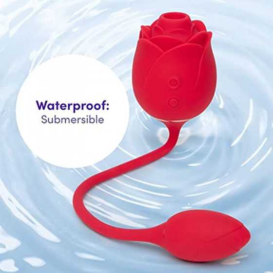 Lovehoney Rose Glow 2 in 1 Rose Clitoral Sucking Toy & Love Egg Vibrator – Rose Sex Toy Clit Suction Stimulator with 6 Suction S