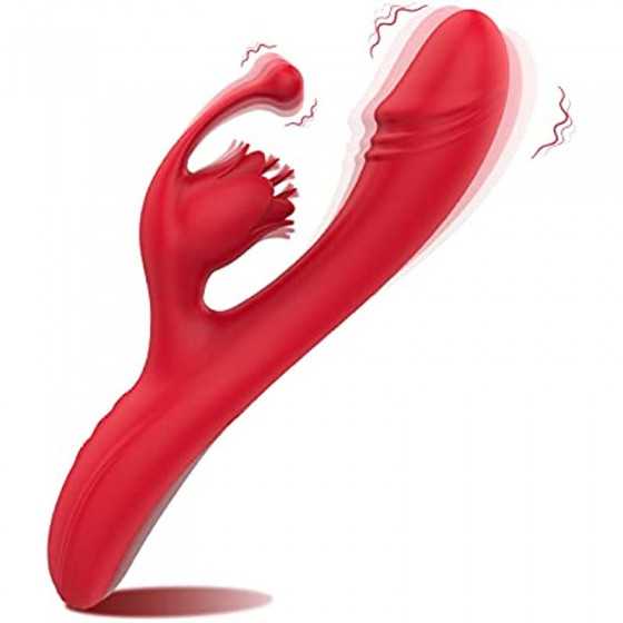 Rabbit Vibrator Clitoral Dildo with Heating, PUWCBZE Rose Toy G-Spot & Clitoris Stimulator, 10 Vibration Modes & Flapping Sex To