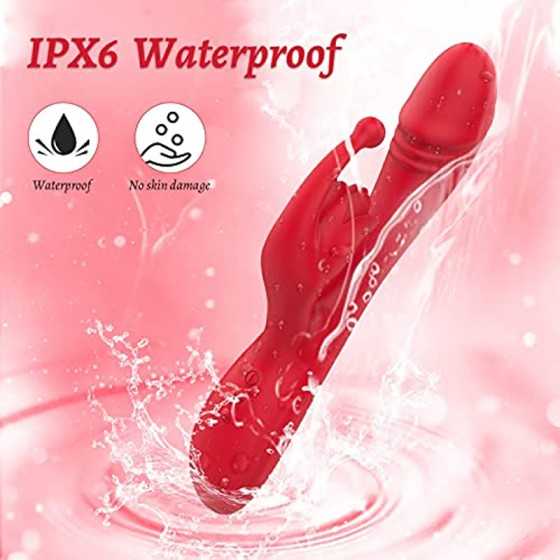 Rabbit Vibrator Clitoral Dildo with Heating, PUWCBZE Rose Toy G-Spot & Clitoris Stimulator, 10 Vibration Modes & Flapping Sex To