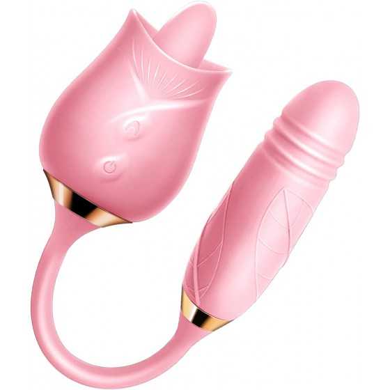 The Rose Toy for Women - Rose Clitorial Sucking Toy with 10 Intense Suction - Rose Sex Toy with Tongue and Suck - Rechargeable C