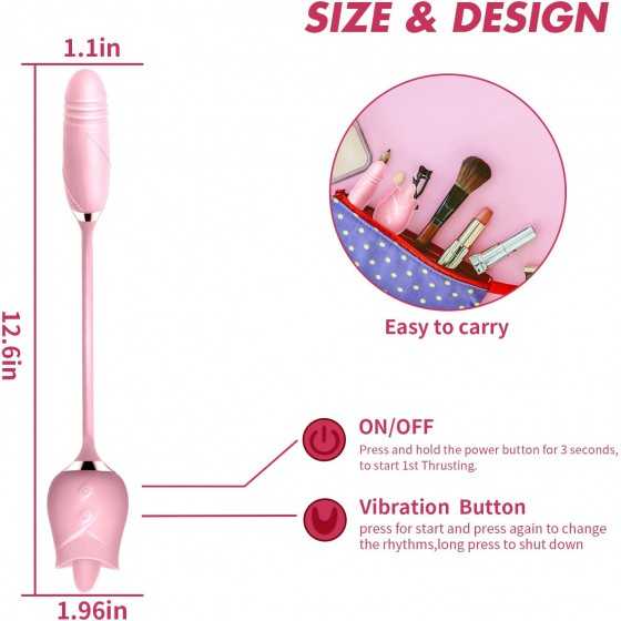 The Rose Toy for Women - Rose Clitorial Sucking Toy with 10 Intense Suction - Rose Sex Toy with Tongue and Suck - Rechargeable C