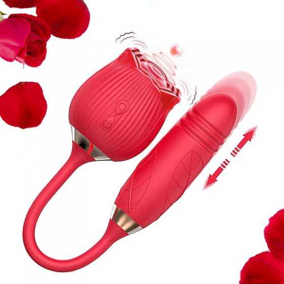 Rose Toy Vibrator for Woman,Clitoral Stimulator Licking Thrusting G Spot Dildo Vibrator with 10 Modes,Rose Adult Sex Toys Games,