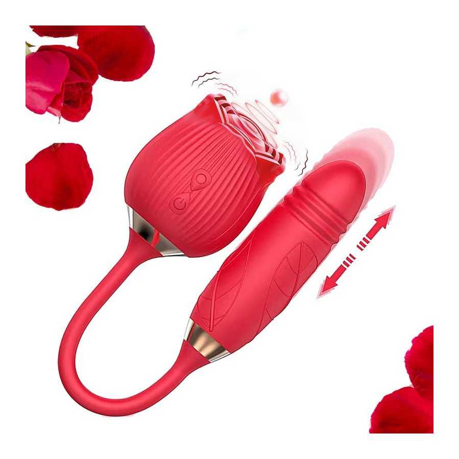 Rose Toy Vibrator for Woman,Clitoral Stimulator Licking Thrusting G Spot Dildo Vibrator with 10 Modes,Rose Adult Sex Toys Games,