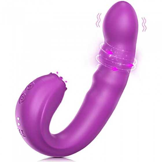 Rotating Clitoral Licking G Spot Vibrator: Clit Tongue Dildo Stimulator for Vaginal Pleasure,Anal Breast Nipple Massager with 10
