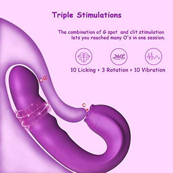 Rotating Clitoral Licking G Spot Vibrator: Clit Tongue Dildo Stimulator for Vaginal Pleasure,Anal Breast Nipple Massager with 10