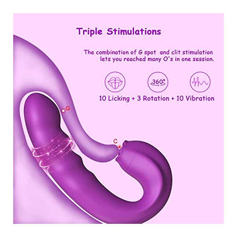 Rotating Clitoral Licking G Spot Vibrator: Clit Tongue Dildo Stimulator for Vaginal Pleasure,Anal Breast Nipple Massager with 10