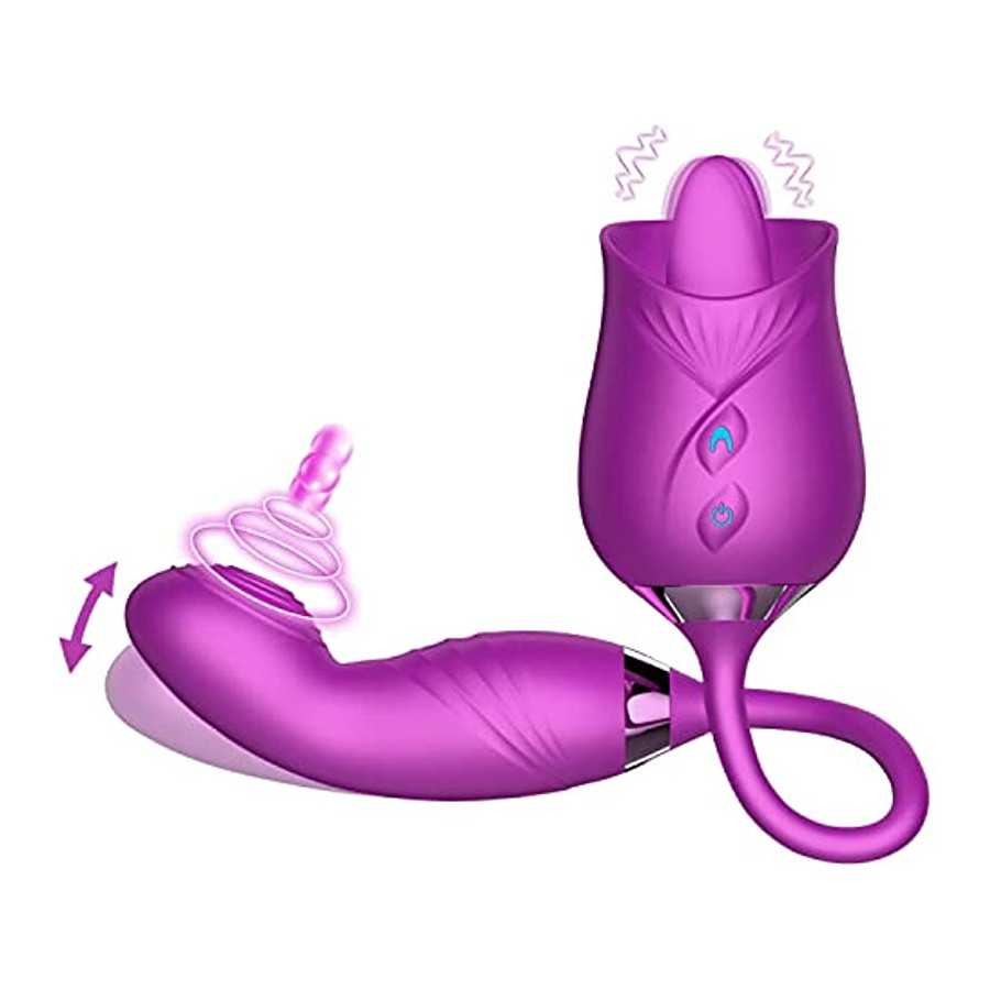 Squirting Toys for Woman Sex - 3 in 1 Vibrating Dildo Thrusting Toys for Woman G Spot,Vibration Tongue for Licking Clitoral Nipp