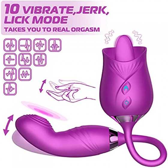 Squirting Toys for Woman Sex - 3 in 1 Vibrating Dildo Thrusting Toys for Woman G Spot,Vibration Tongue for Licking Clitoral Nipp