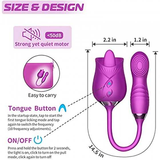 Squirting Toys for Woman Sex - 3 in 1 Vibrating Dildo Thrusting Toys for Woman G Spot,Vibration Tongue for Licking Clitoral Nipp