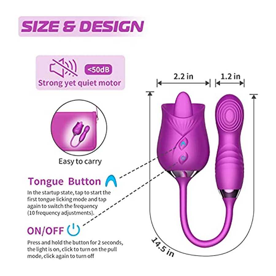 Squirting Toys for Woman Sex - 3 in 1 Vibrating Dildo Thrusting Toys for Woman G Spot,Vibration Tongue for Licking Clitoral Nipp