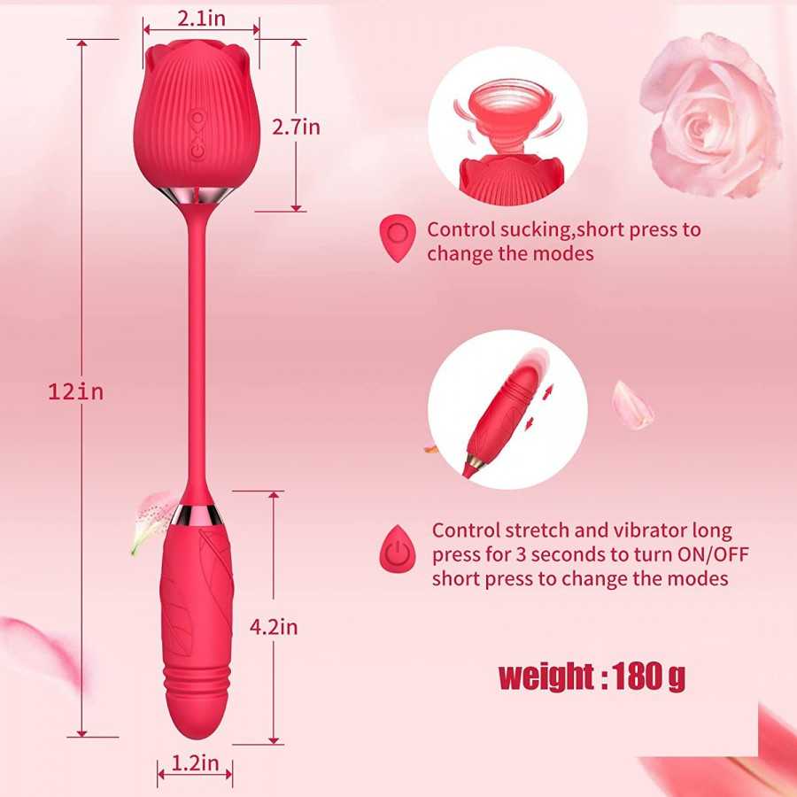 Rose Sex Toys for Women - Adult Sex Stimulator for Women Sucking with Suction Sex Toys with Clitoral Tongue G Spot Vibrator Thru
