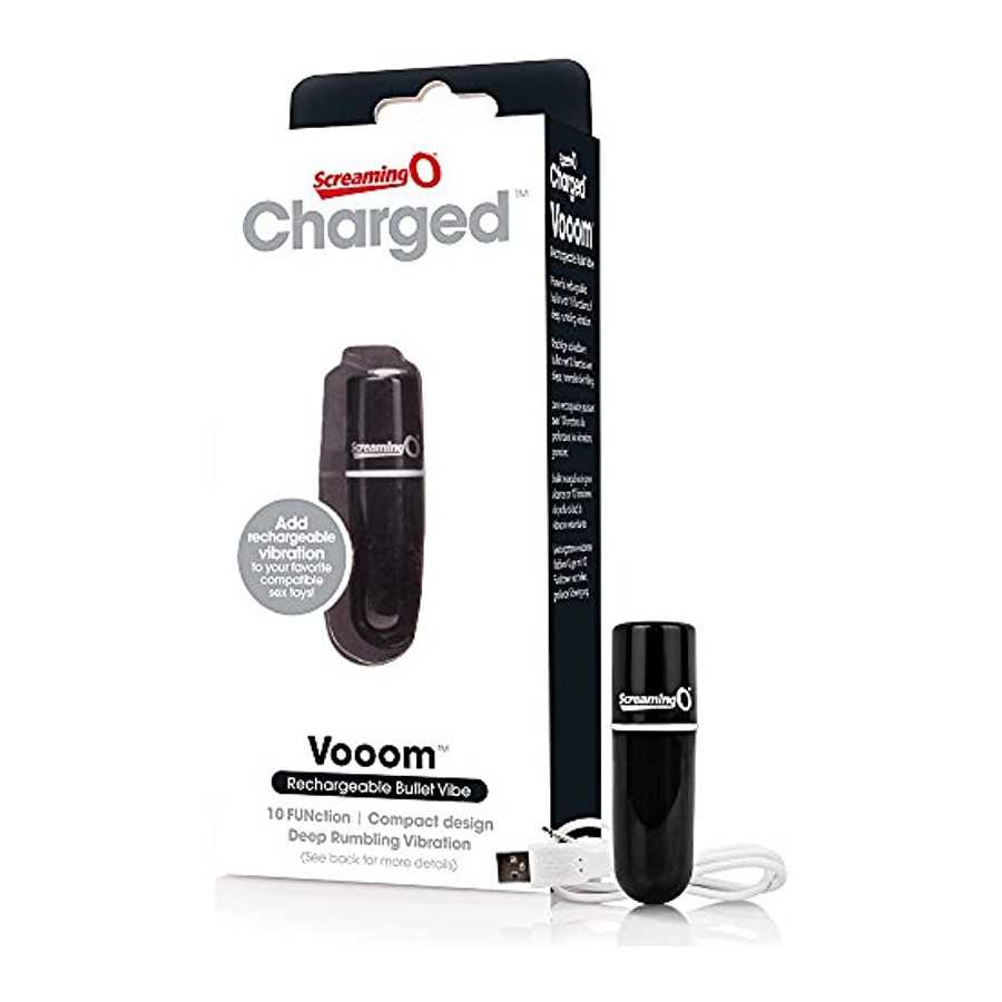 Screaming O Charged Vooom Rechargeable Bullet Vibe, Black