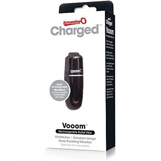 Screaming O Charged Vooom Rechargeable Bullet Vibe, Black