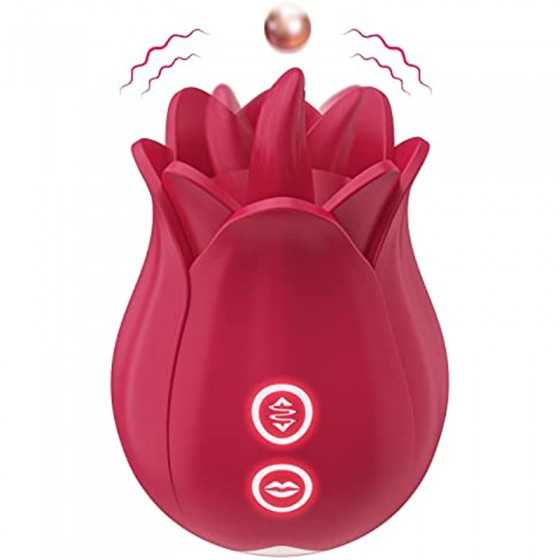 Rose Toy Vibrator for Women, XINBALE Tongue Licking Mini Clitoral Vibrator Stimulator with 7 Vibrating Pleasure for Clitoris & N