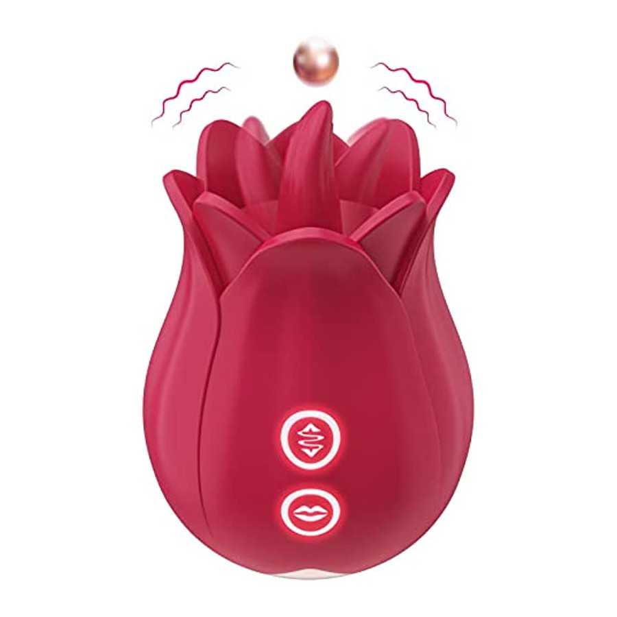 Rose Toy Vibrator for Women, XINBALE Tongue Licking Mini Clitoral Vibrator Stimulator with 7 Vibrating Pleasure for Clitoris & N