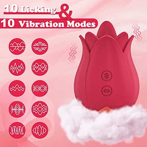 Rose Toy Vibrator for Women, XINBALE Tongue Licking Mini Clitoral Vibrator Stimulator with 7 Vibrating Pleasure for Clitoris & N
