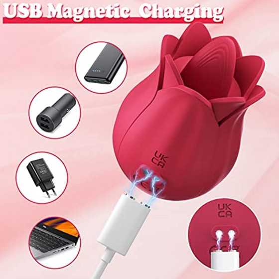 Rose Toy Vibrator for Women, XINBALE Tongue Licking Mini Clitoral Vibrator Stimulator with 7 Vibrating Pleasure for Clitoris & N