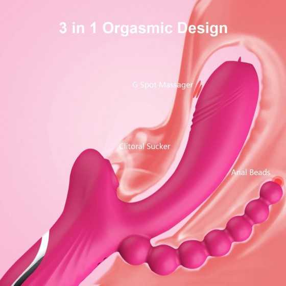 3 in 1 Clitoris Sucker Dildo Vibrator for Female G Spot Tongue Licking Clit Vacuum Stimulator Adults Sex Toys for Womans (Rose R