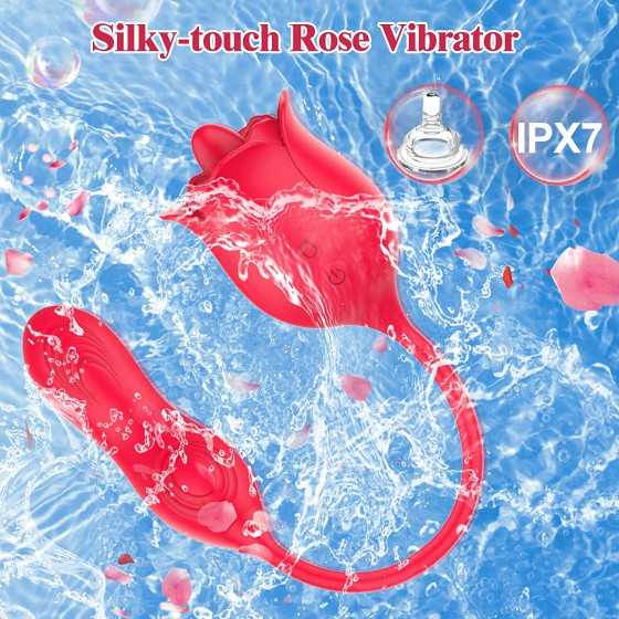 Rose Toy Vibrator for Woman, Nipple Clitoral Stimulator Dildo with 10 Tongue Licking & Tapping Modes, Clitoris G Spot Vibrator P