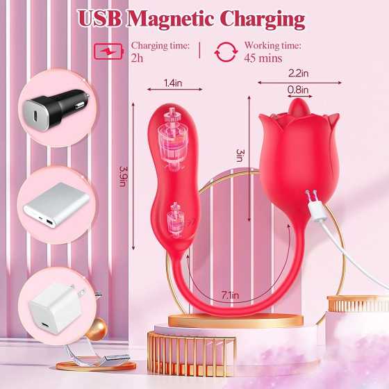 Rose Toy Vibrator for Woman, Nipple Clitoral Stimulator Dildo with 10 Tongue Licking & Tapping Modes, Clitoris G Spot Vibrator P