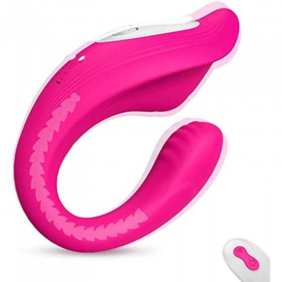 Waterproof Couples Vibrator with 2 Motors 9 Powerful Vibrations, Wireless Remote Control Clitoris G Spot Stimulator, Angle Adjus