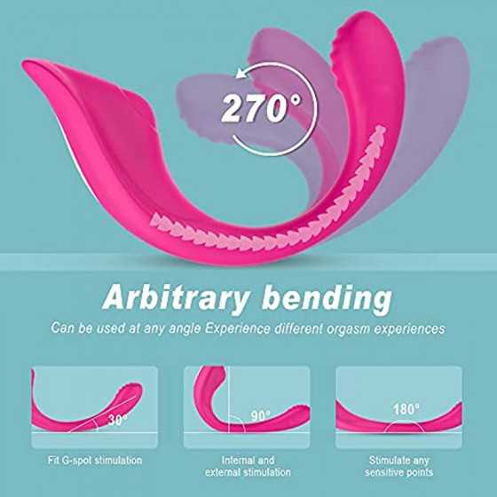 Waterproof Couples Vibrator with 2 Motors 9 Powerful Vibrations, Wireless Remote Control Clitoris G Spot Stimulator, Angle Adjus