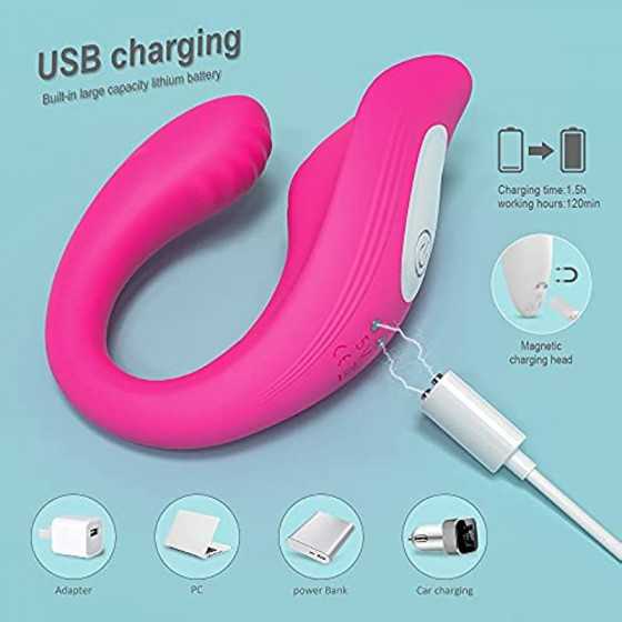 Waterproof Couples Vibrator with 2 Motors 9 Powerful Vibrations, Wireless Remote Control Clitoris G Spot Stimulator, Angle Adjus