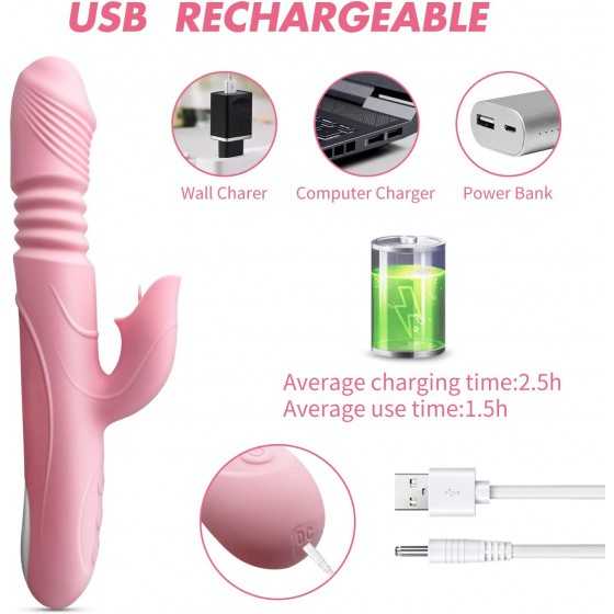 G-spot Vibrator with Tickler, Dual Motors Rechargeable Silicone Stimulator with 7 Vibration Modes Waterproof Sex Toys for Female