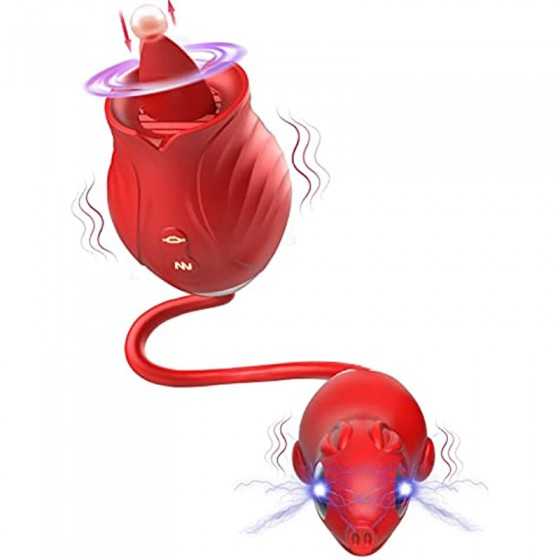 Electric Shock Rose Toy Vibrator, Clitoral Stimulator for Women with 10 Electric Shock 10 Tongue Licking and 10 Vibration Modes,