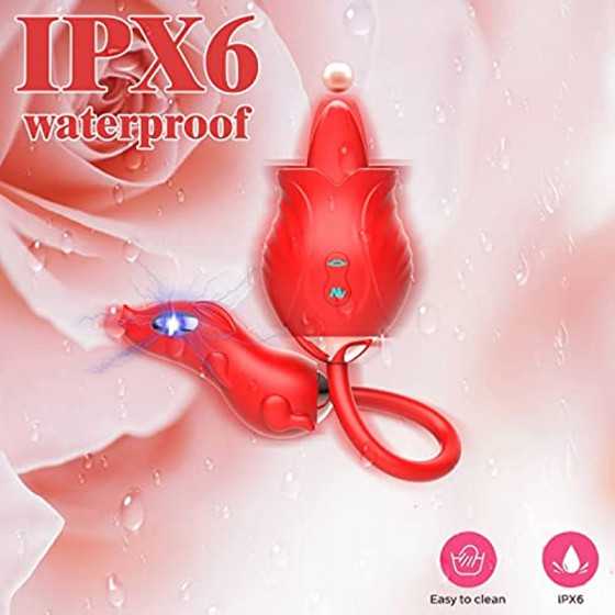 Electric Shock Rose Toy Vibrator, Clitoral Stimulator for Women with 10 Electric Shock 10 Tongue Licking and 10 Vibration Modes,