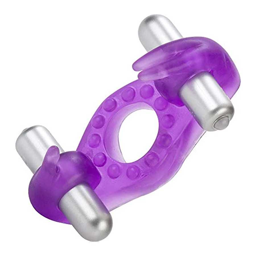CalExotics Wireless Rockin’ Rabbit - Double Vibrating Bullet - Waterproof Pleasure Ring - Silicone Sex Toy For Couples - Clitora