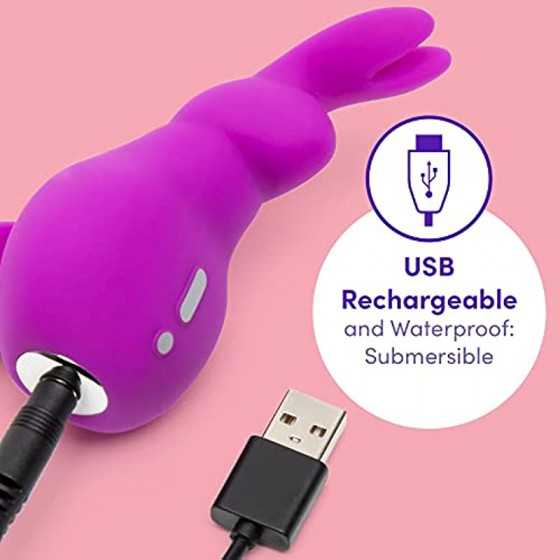 Lovehoney Happy Rabbit Mini Ears Clitoral Vibrator - Small Clitoral Rabbit Vibrator for Women - Thick Flexible Rabbit Ears - Rec