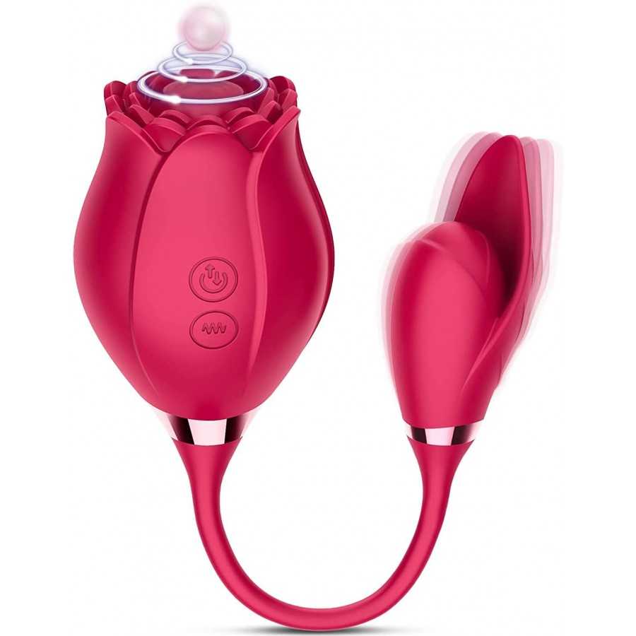 Clitoral G-spot Rose Vibrator Toy with Vibrating, Rose Toy for Women Vaginal Anal Stimulator Breast Nipple Egg Massager with 10 