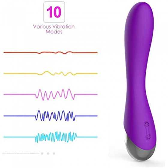 WD2819 Clitoral G-Spot Powerful Purple Vibrator, Clitoral Vibrator,Waterproof Dildo Clit Stimulator with 10 Vibration Modes Soft