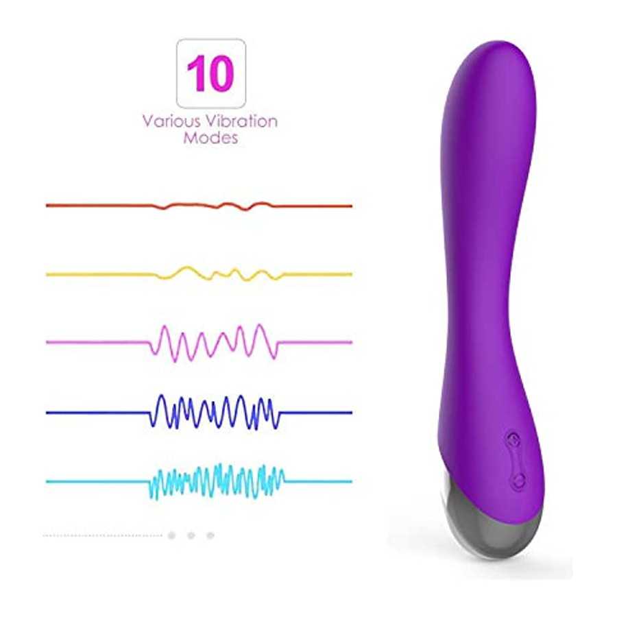 WD2819 Clitoral G-Spot Powerful Purple Vibrator, Clitoral Vibrator,Waterproof Dildo Clit Stimulator with 10 Vibration Modes Soft