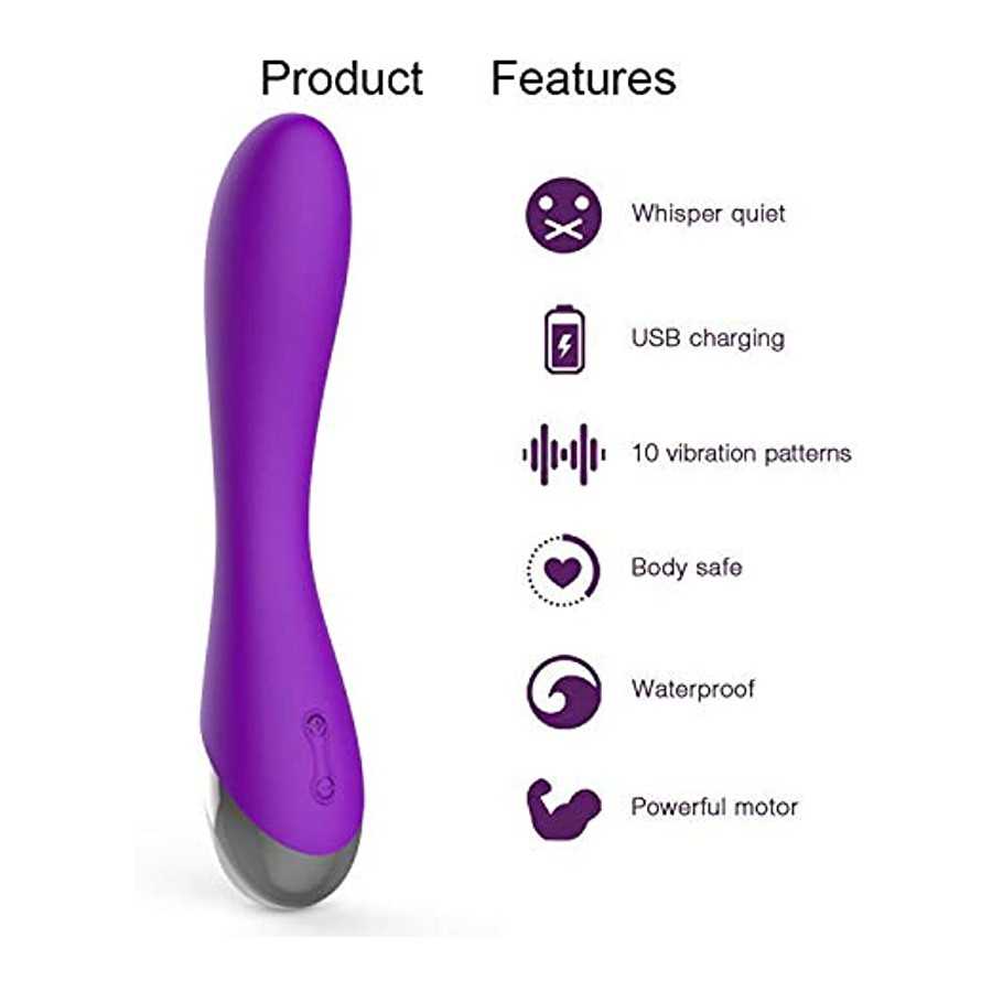 WD2819 Clitoral G-Spot Powerful Purple Vibrator, Clitoral Vibrator,Waterproof Dildo Clit Stimulator with 10 Vibration Modes Soft