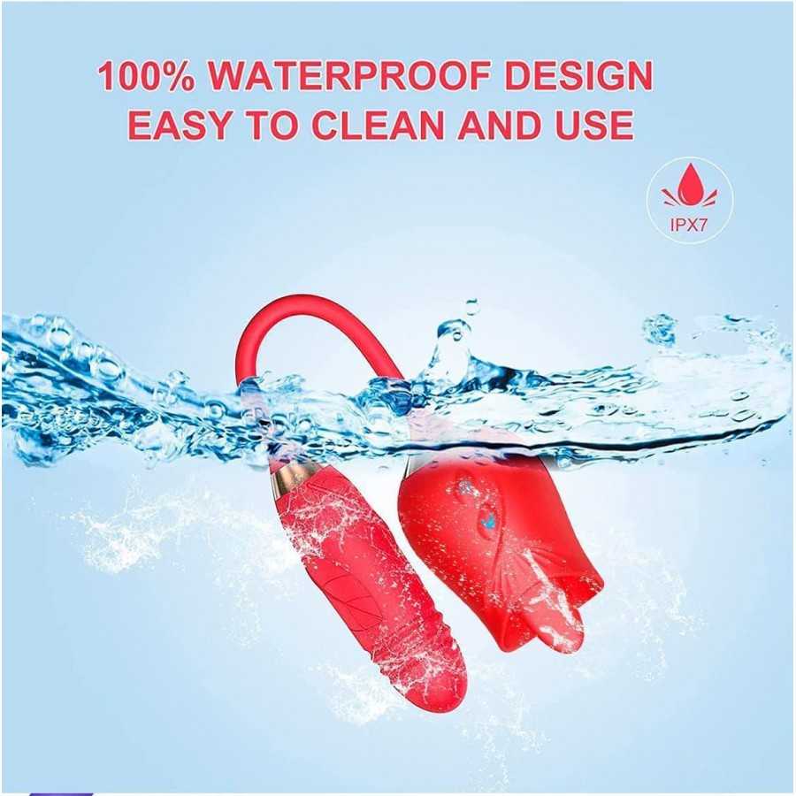 Rose Sex Toy for Women -Rose Sex Toy with Tongue Licking Vibrator for Women Rose Nipple Stimulation, Rechargeable Vibrating Mach